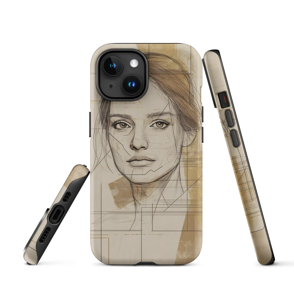 Geometric Elegance: A Modern Portrait | Phone Case |  15 | Tough Case | Matte