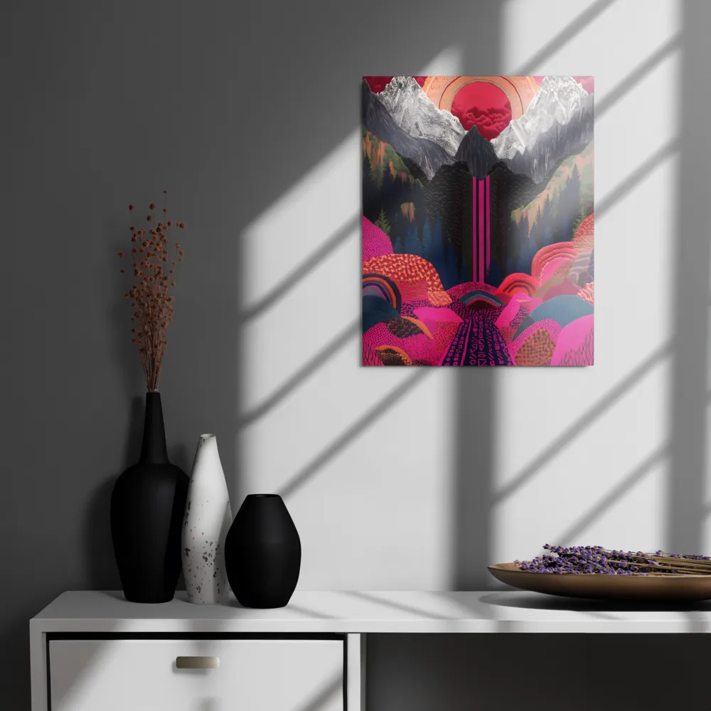 Ethereal Cascade: A Surreal Landscape | Metal Print | 16″×20″