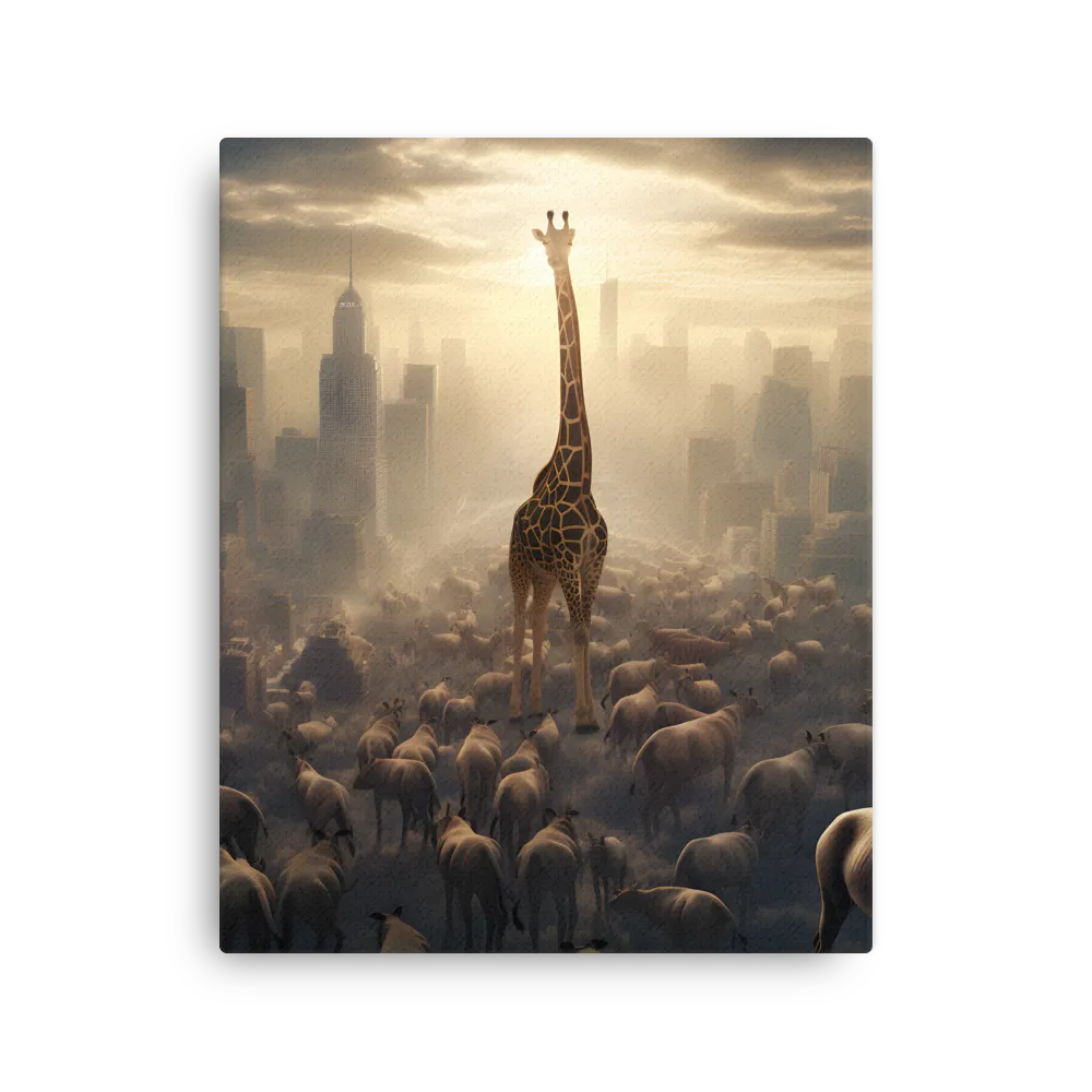 Urban Serengeti: A Giraffe's Perspective | Thin Canvas | 16″×20″