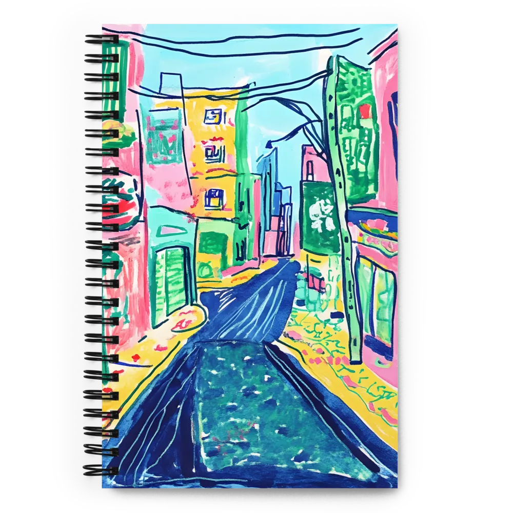 Dreamy Street in Vibrant Hues | Spiral Notebook