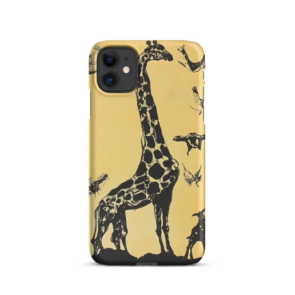 Whimsical Harmony of Giraffe and Birds