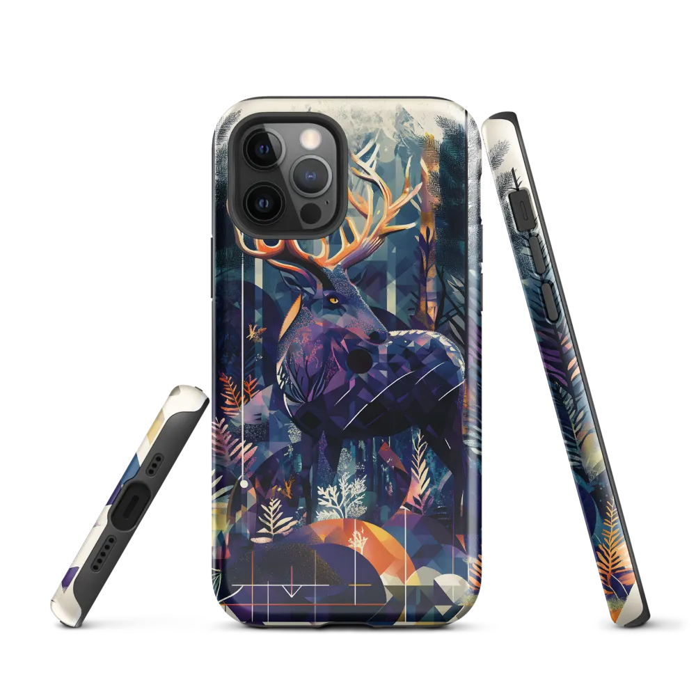 Majestic Serenity: A Geometric Forest Encounter | Phone Case |  12 Pro | Tough Case | Glossy