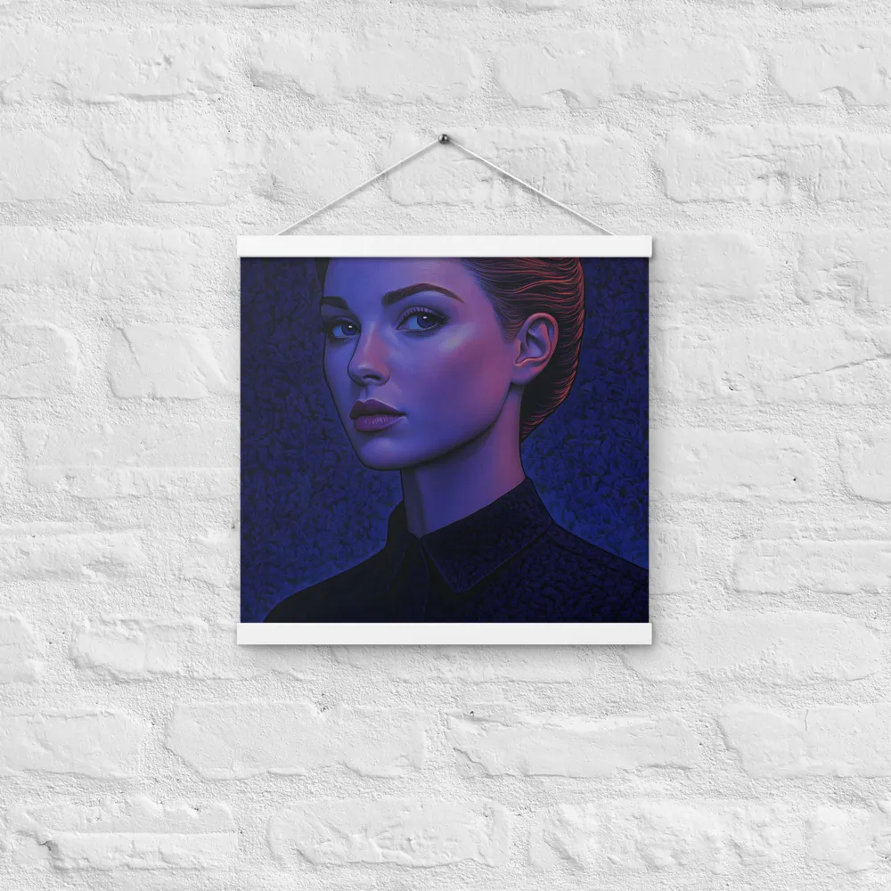 Ethereal Portrait in Blue and Red | Poster With White Wood Hanger | 16″×16″