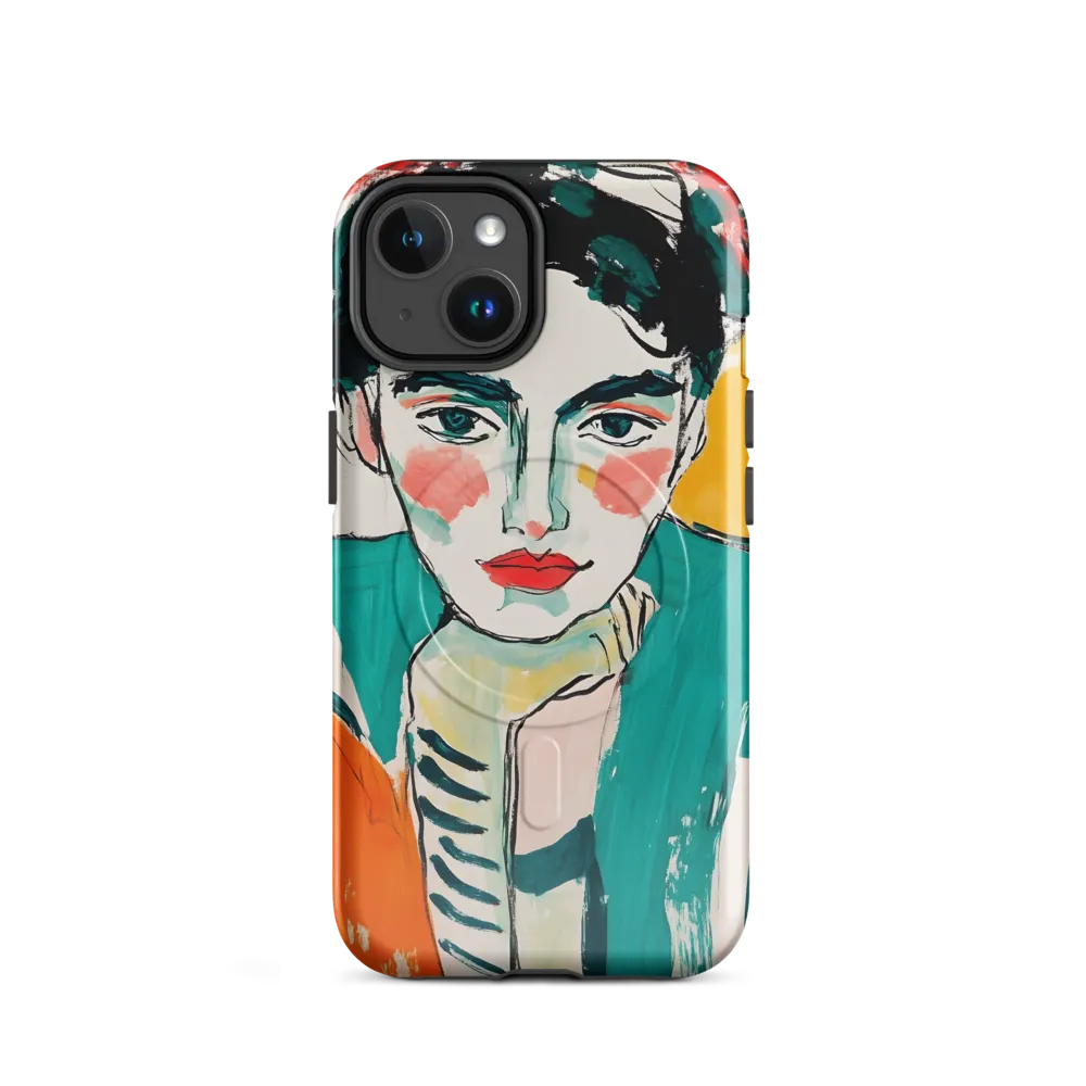 Contemplative Portrait in Bold Hues | Phone Case |  14 | MagSafe® Tough Case | Glossy