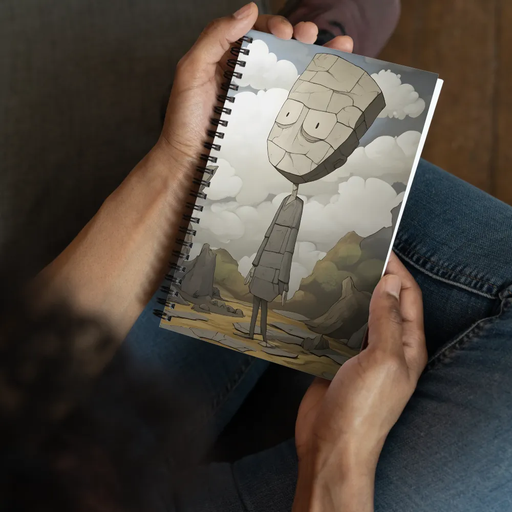 Whimsical Stone Figure in a Rocky Landscape | Spiral Notebook