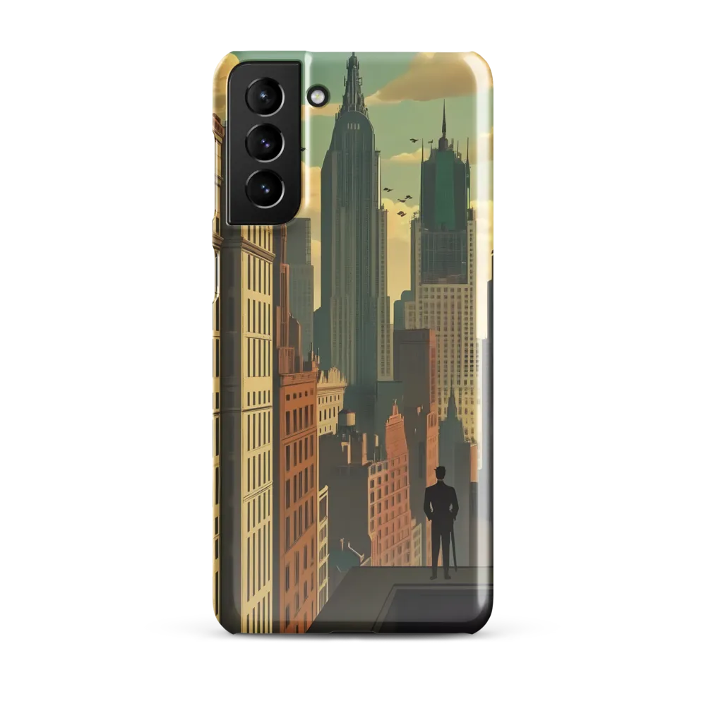 Urban Dreams: A Silhouette in Art Deco Cityscape