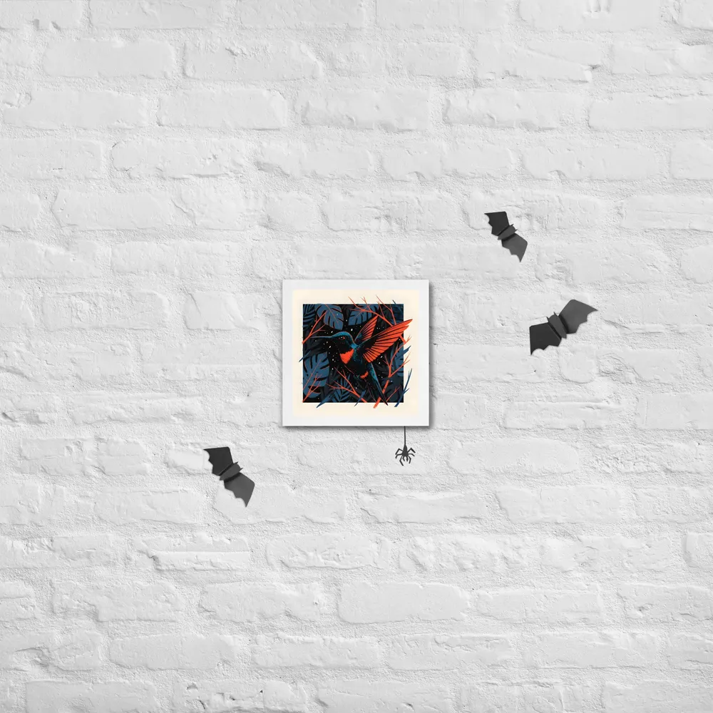 Midnight Hummingbird 
 Poster with White Frame | 10″x 10″