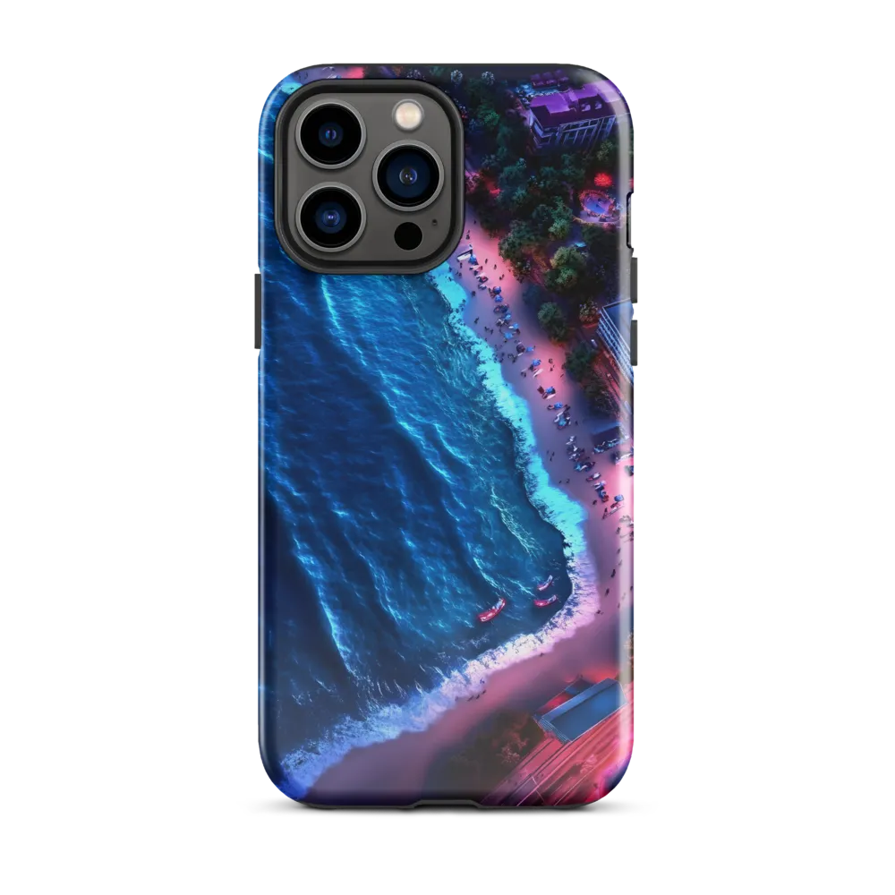 Twilight Reflections: A Serene Beach Aerial | Phone Case |  13 Pro Max | Tough Case | Glossy