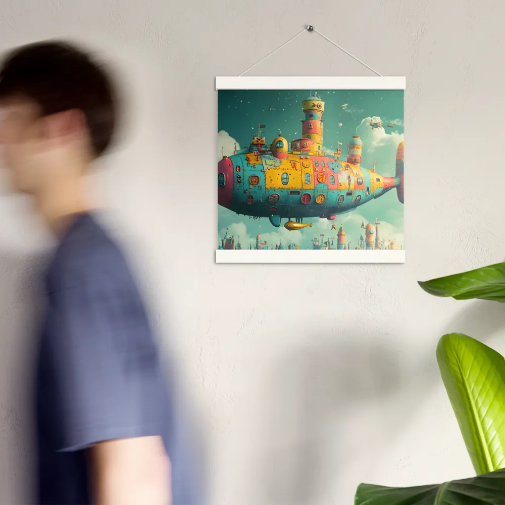Submerged Dreams: A Whimsical Voyage | Poster With White Wood Hanger | 12″×12″