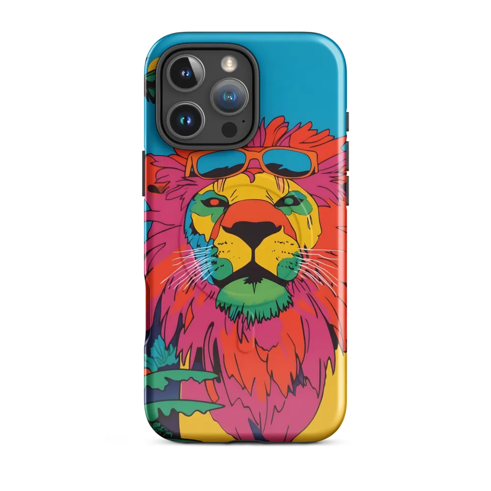 Lion with Sunglasses: A Vibrant Tropical Portrait