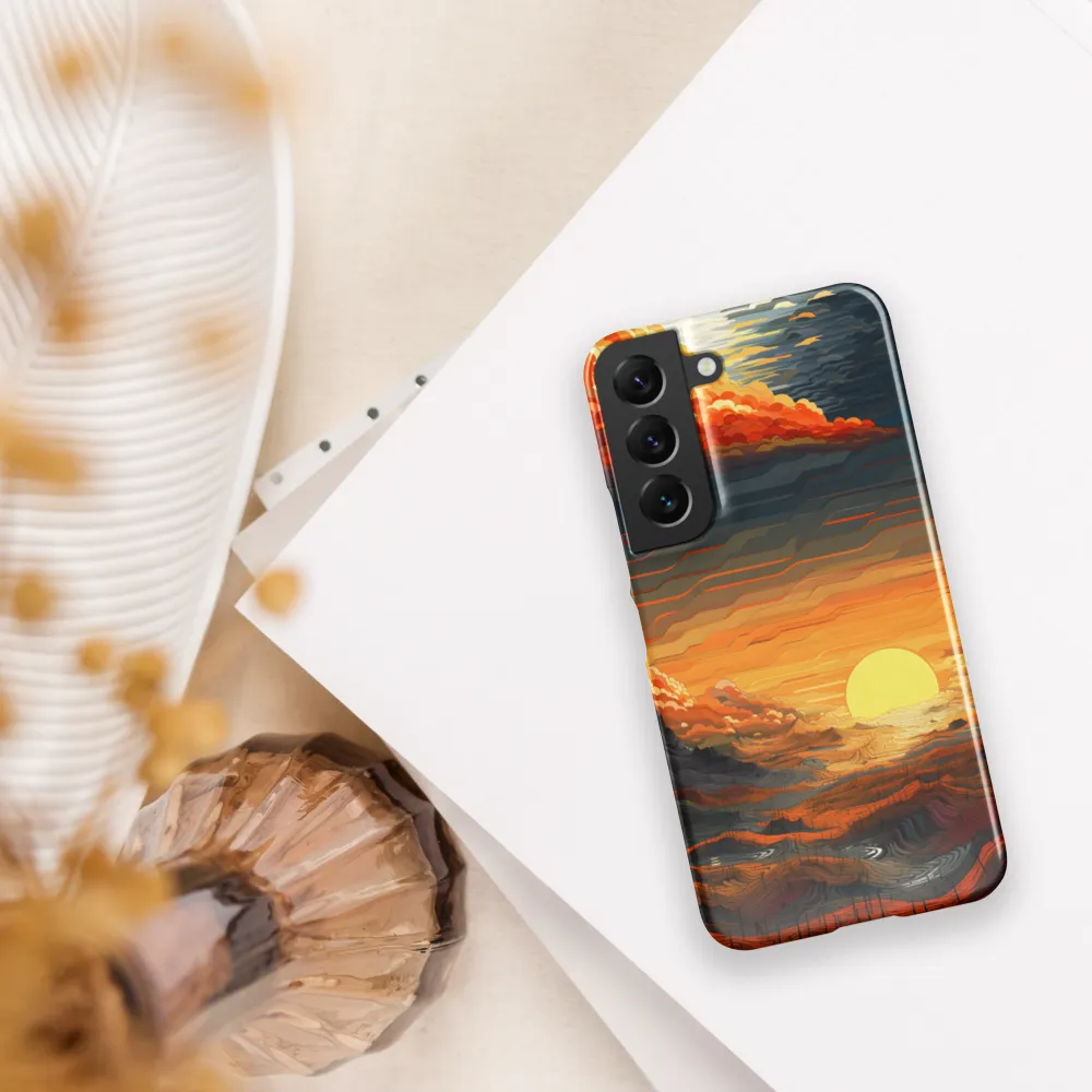 Ethereal Sunset: A Serene Landscape in Flowing Forms | Phone Case |  S22 | Snap Case | Glossy