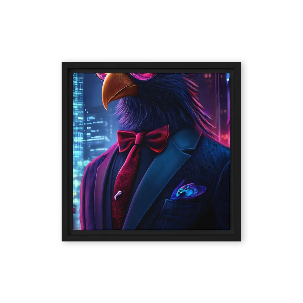 The Dapper Avian | Canvas with Black Frame | 12″×12″