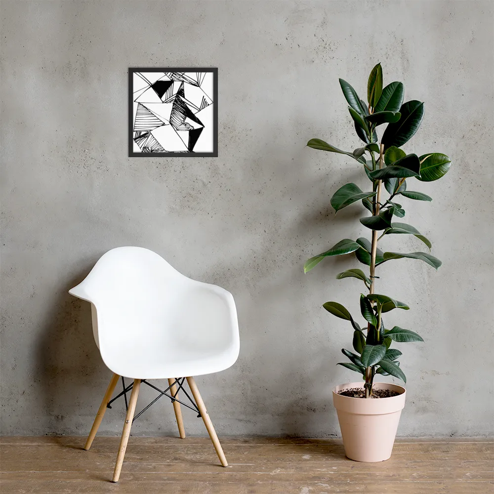 Dynamic Geometry in Ink | Poster with Black Frame | 14″×14″