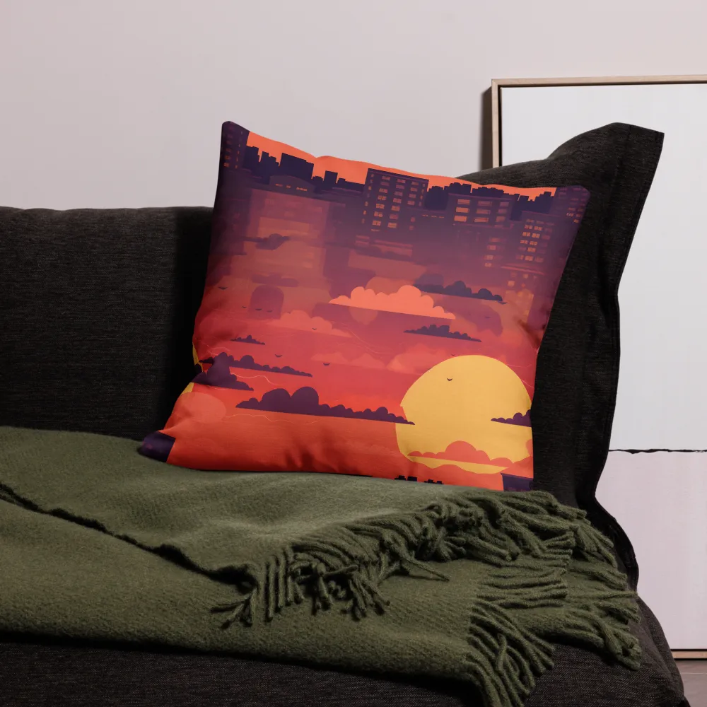 Serene Sunset Cityscape | Pillow | 22″×22″