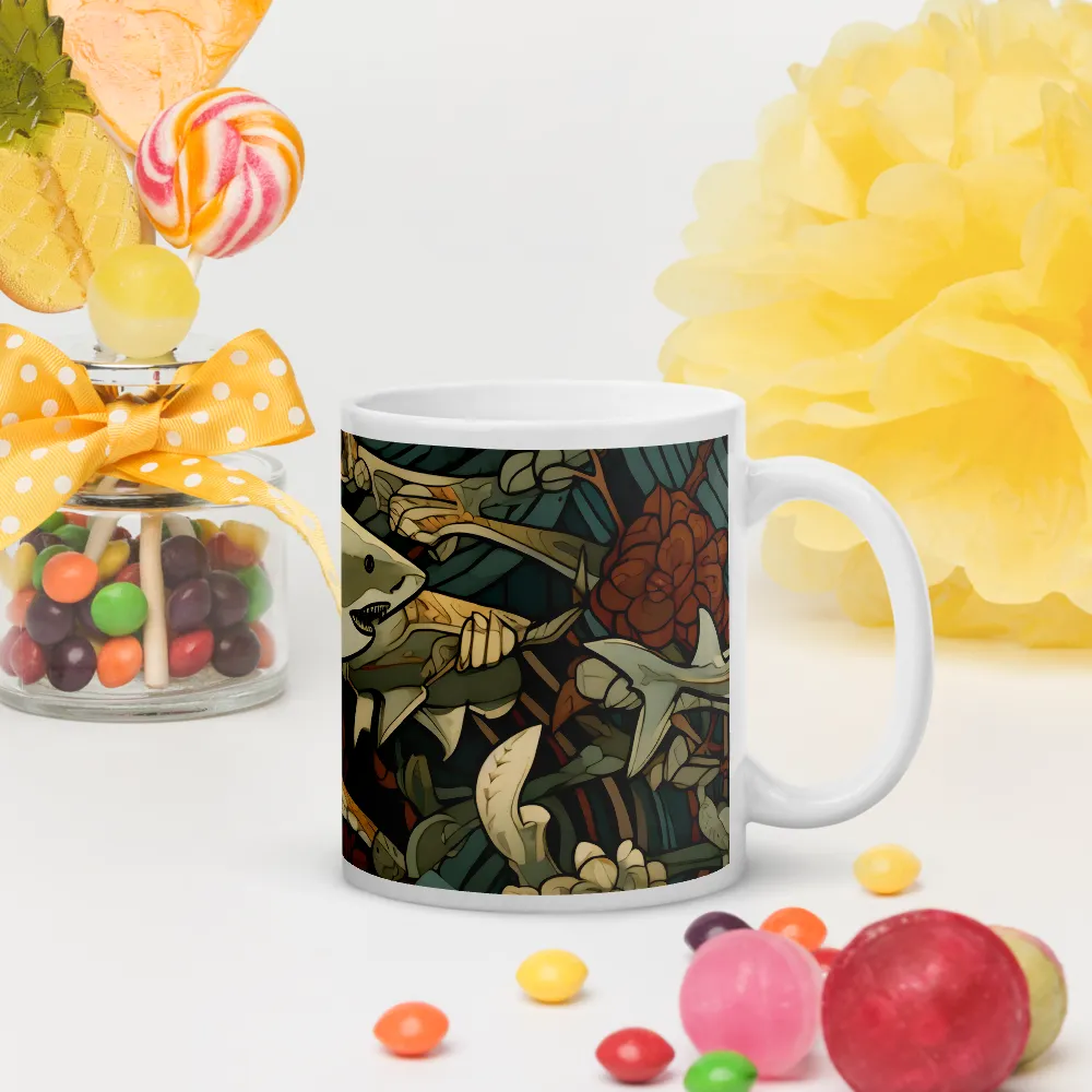 Dynamic Harmony of Sharks and Flora | Mugs | Multiple Sizes & Colors