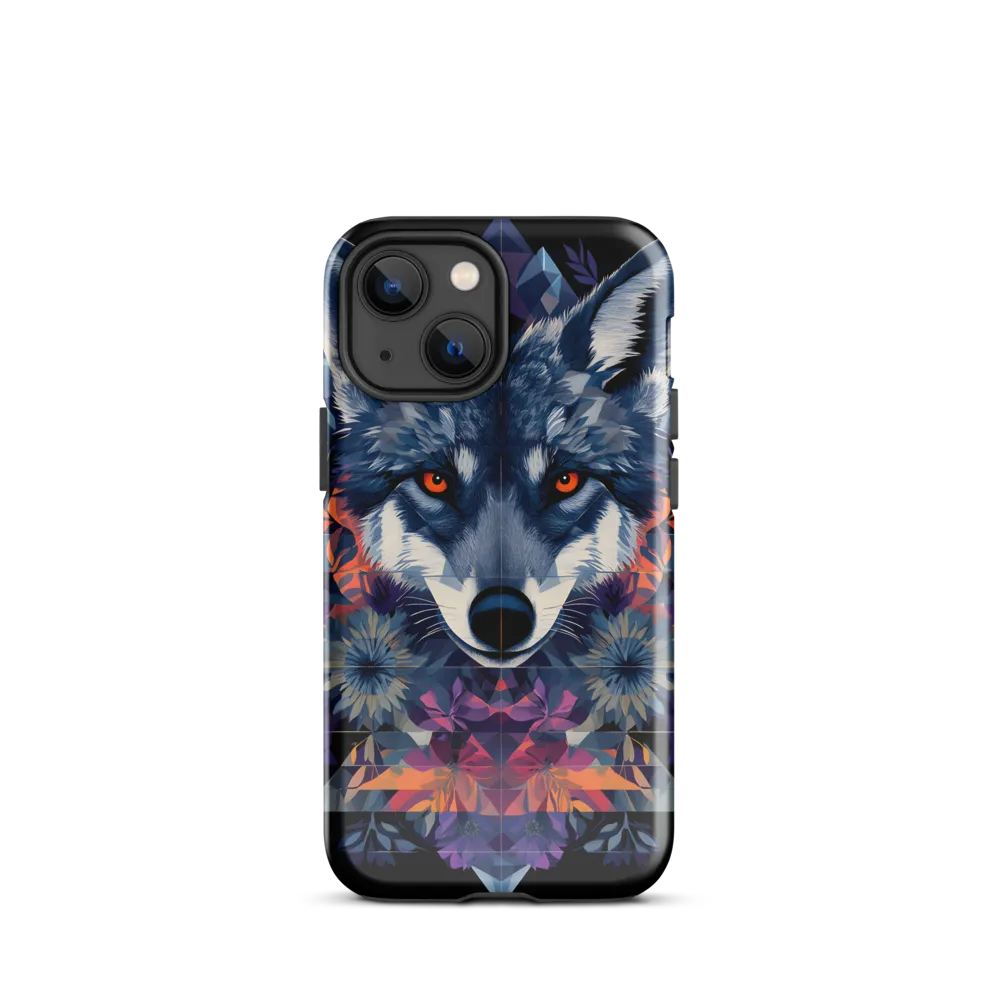 Mystical Wolf Amidst Floral Geometry