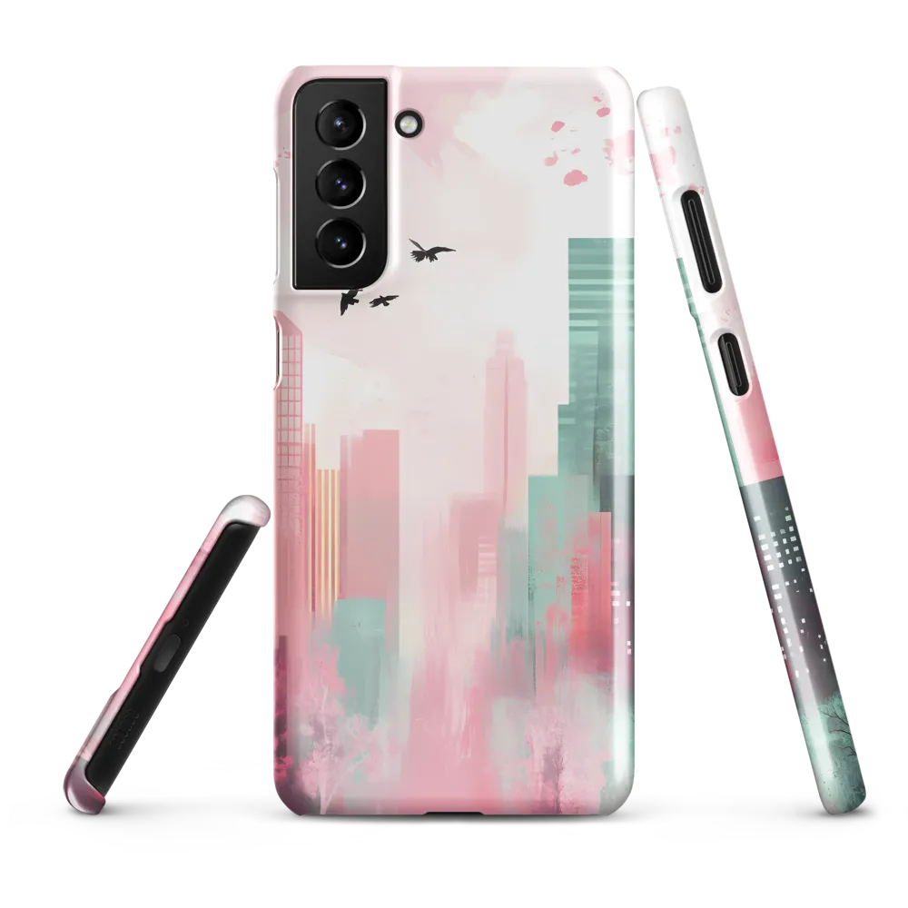 Dreamy Cityscape in Pink and Cyan