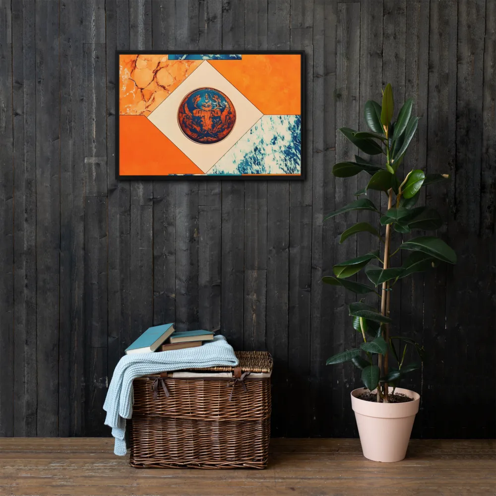 Harmonious Encounters: Abstract Geometry | Canvas with Black Frame | 20″×30″