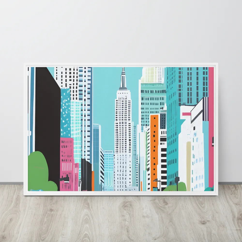 Urban Symphony: A Modern Cityscape | Canvas with White Frame | 24″×36″