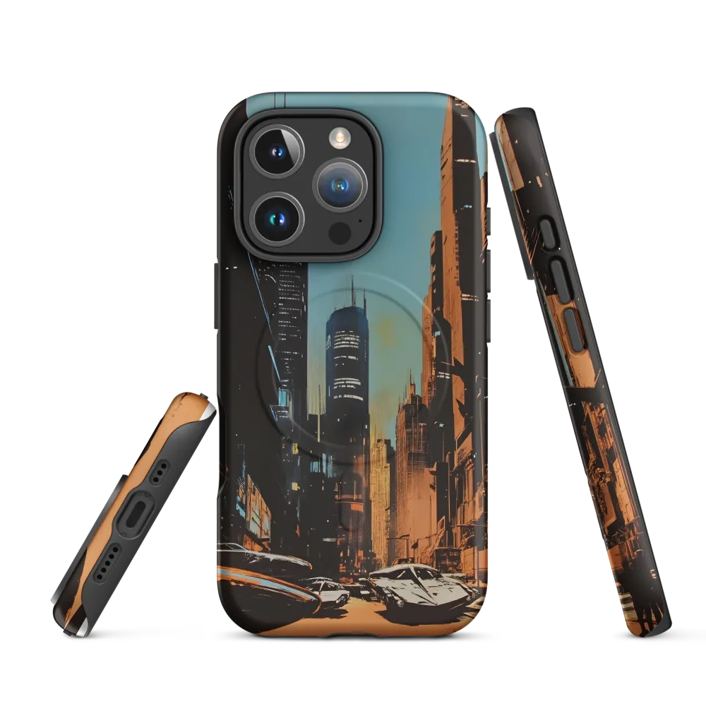 Futuristic Cityscape in Blue and Orange