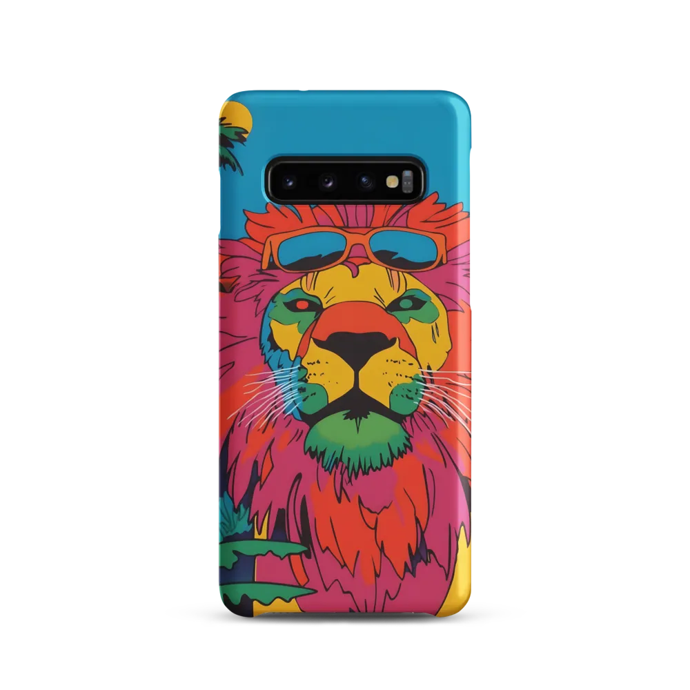 Lion with Sunglasses: A Vibrant Tropical Portrait