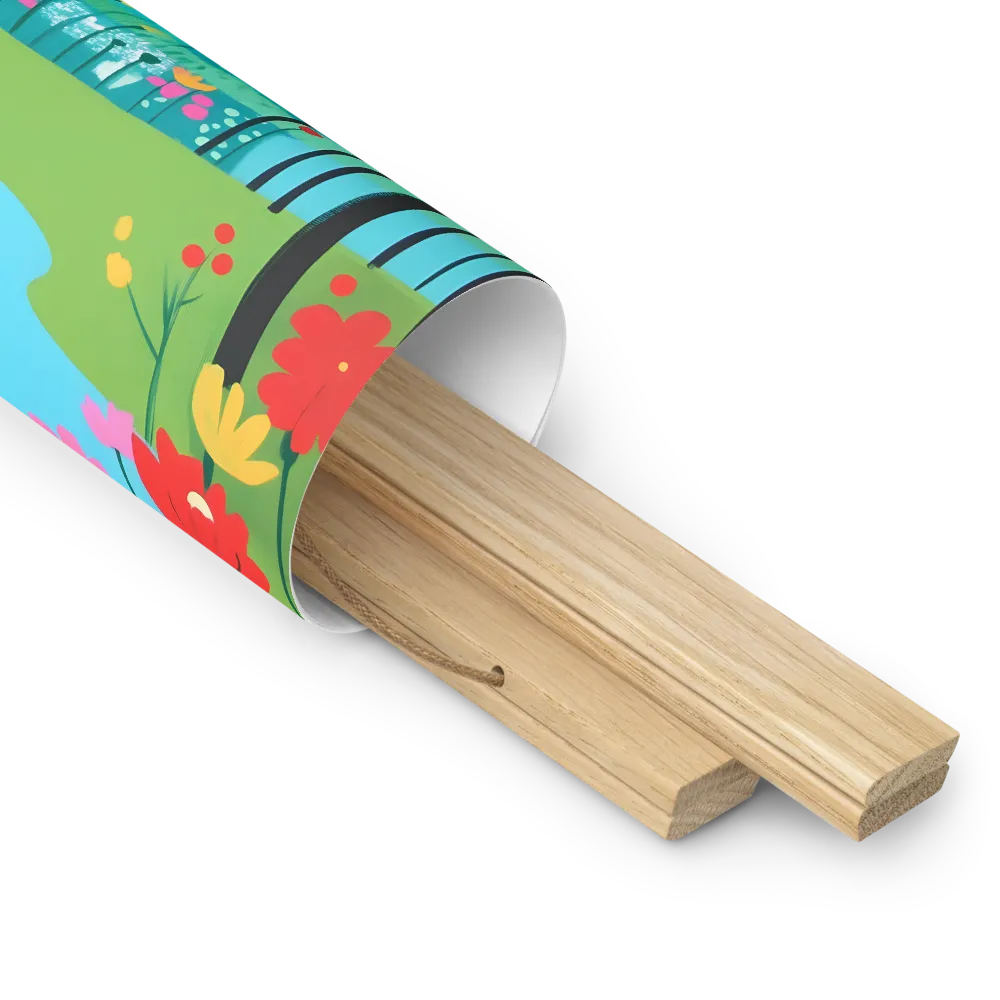 Whispers of Spring: A Colorful Retreat | Poster With Oak Wood Hanger | 10″×10″
