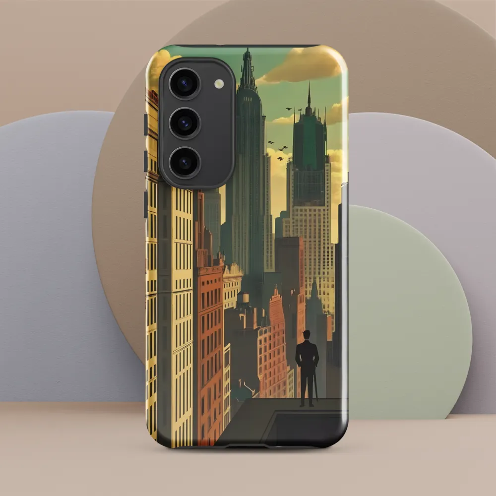 Urban Dreams: A Silhouette in Art Deco Cityscape