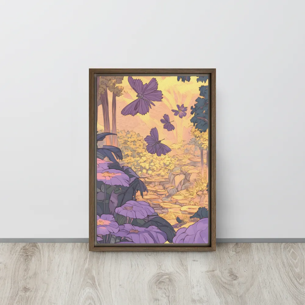 A Serene Dance of Butterflies | Canvas with Brown Frame | 12″×18″