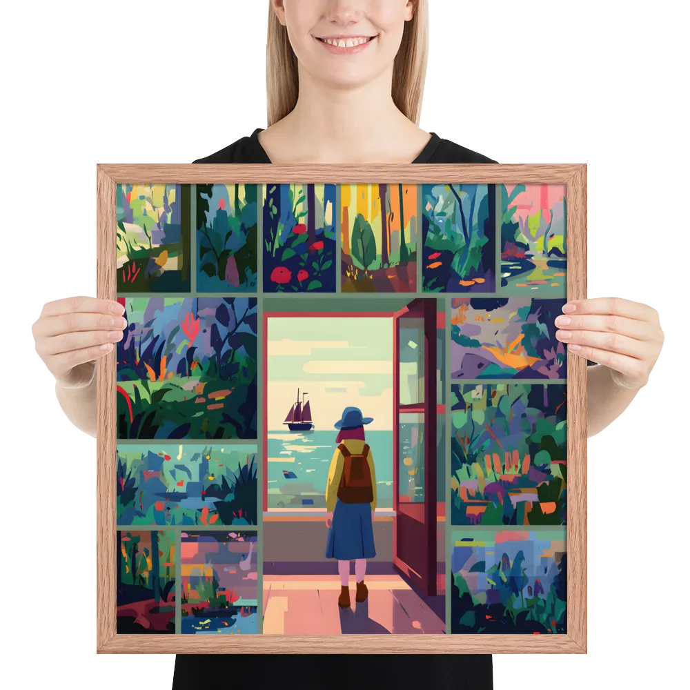 Doorway to the Sea 
 Poster with Red oak Frame | 18″x 18″