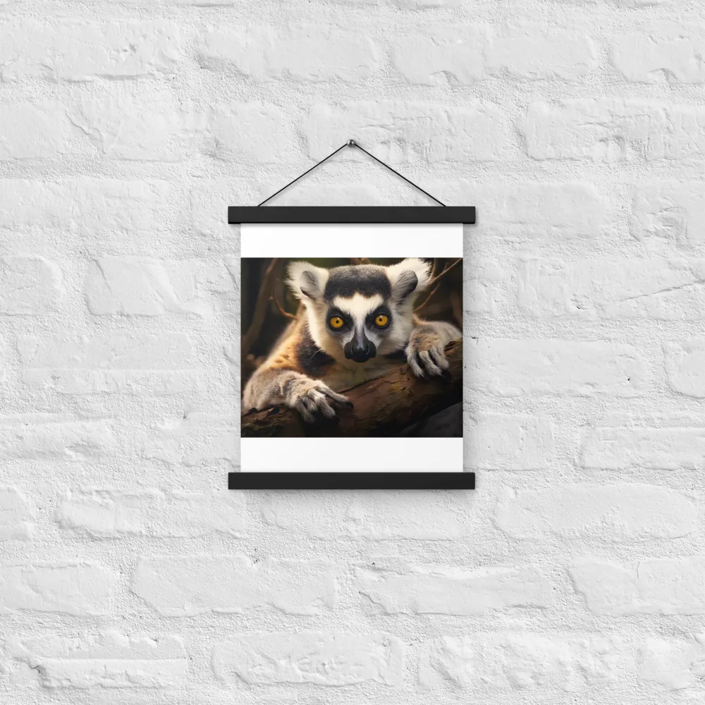 The Watchful Lemur | Poster With Black Wood Hanger | 11″×14″