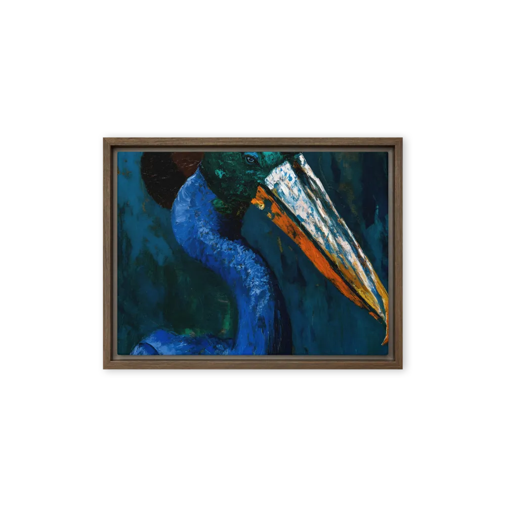 Majestic Absurdity: The Hat-Wearing Bird | Canvas with Brown Frame | 12″×16″