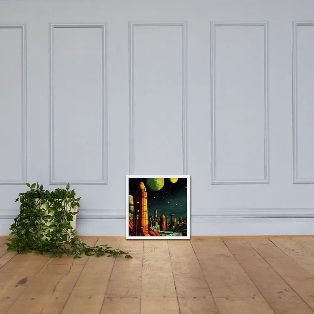 Cosmic Cityscape | Poster with White Frame | 16″×16″