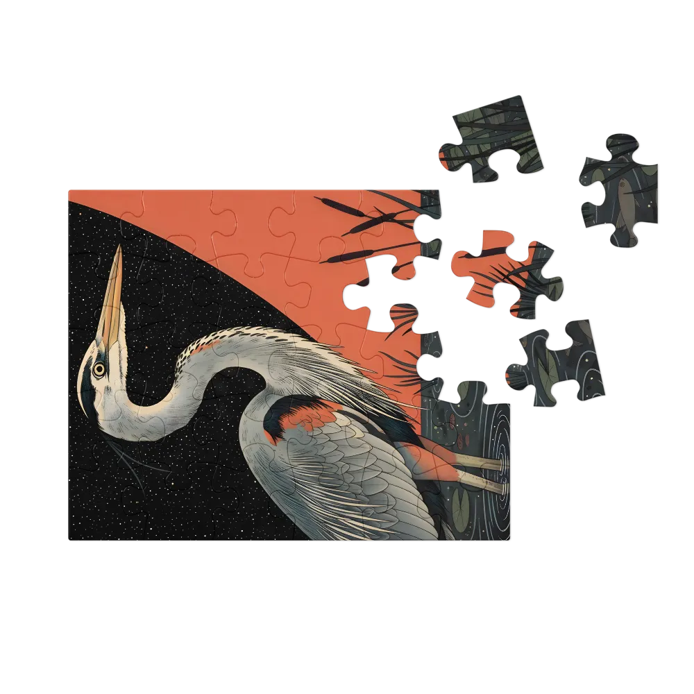Starlit Heron 
 Jigsaw Puzzle in Tin Box