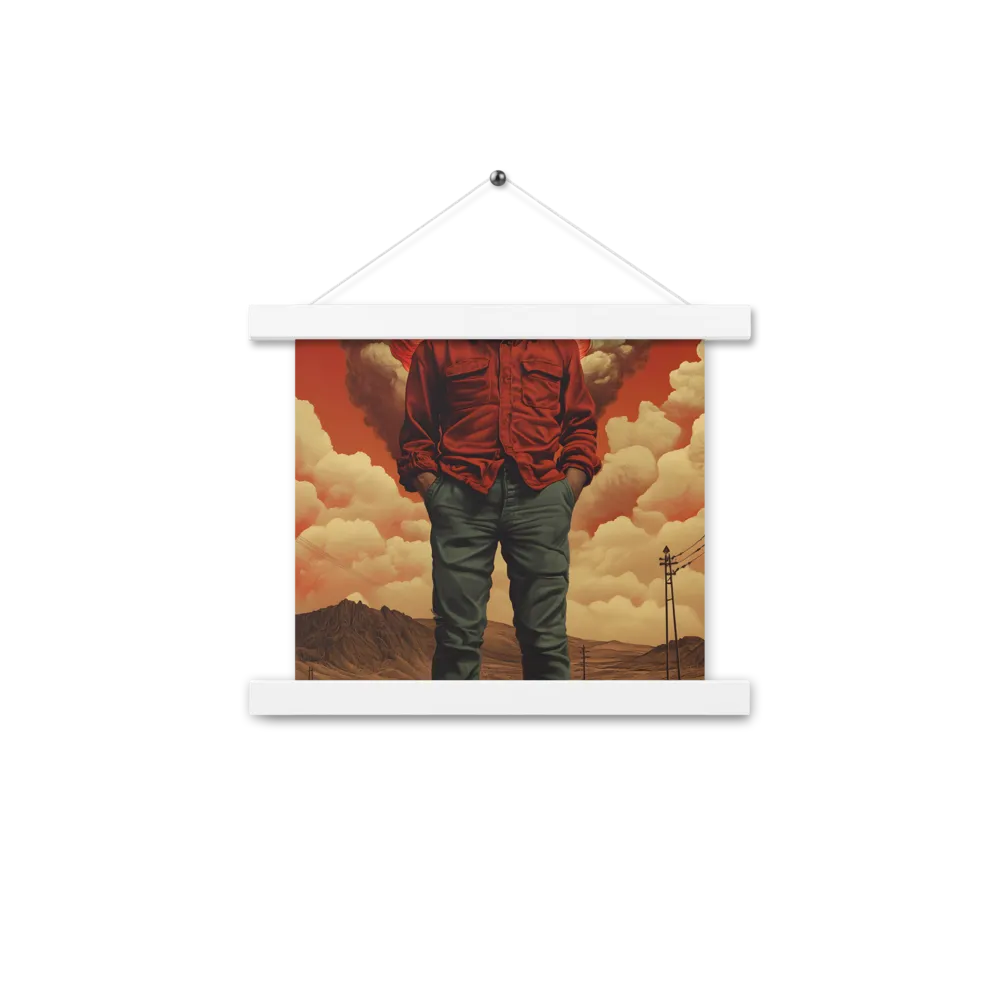 Defiant Spirit in a Surreal Landscape | Poster With White Wood Hanger | 10″×10″