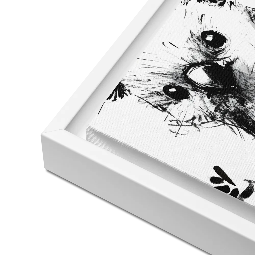 Whimsical Koala in Ink | Canvas with White Frame | 12″×12″