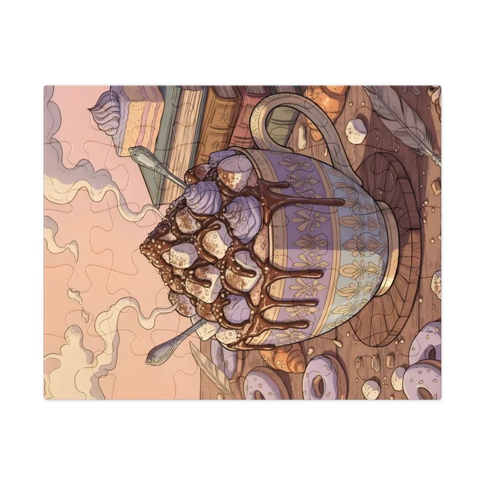 Lavender Cocoa Cup 
 Jigsaw Puzzle in Tin Box