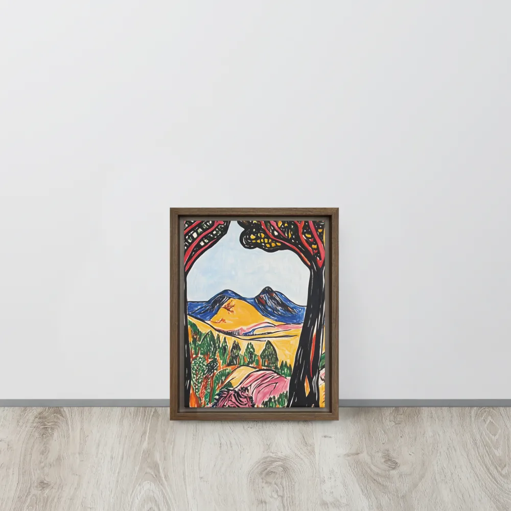Vibrant Nature's Embrace | Canvas with Brown Frame | 9″×12″