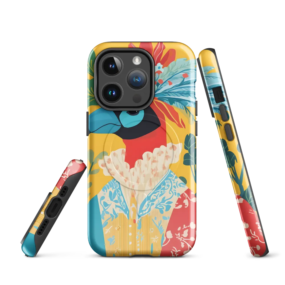 The Regal Parrot: A Celebration of Color | Phone Case |  14 Pro | MagSafe® Tough Case | Glossy