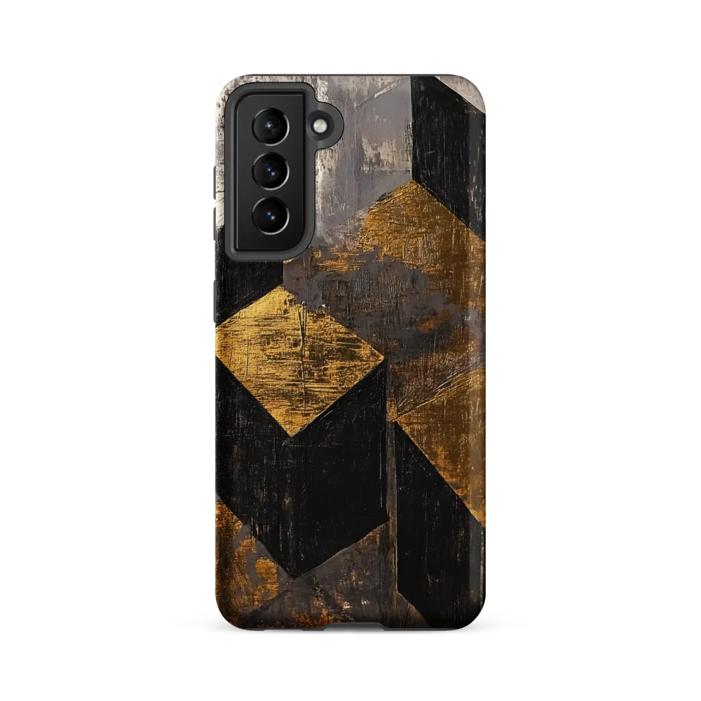 Geometric Harmony in Gold and Black | Phone Case |  S21 FE | Tough Case | Matte