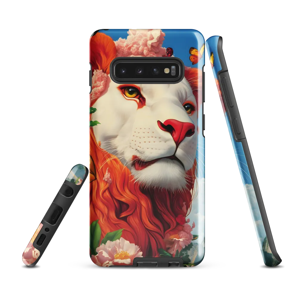 Majestic Lion Amidst Floral Splendor | Phone Case |  S10 Plus | Tough Case | Glossy