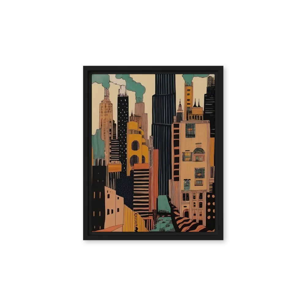 Urban Symphony in Ink | Canvas with Black Frame | 11″×14″