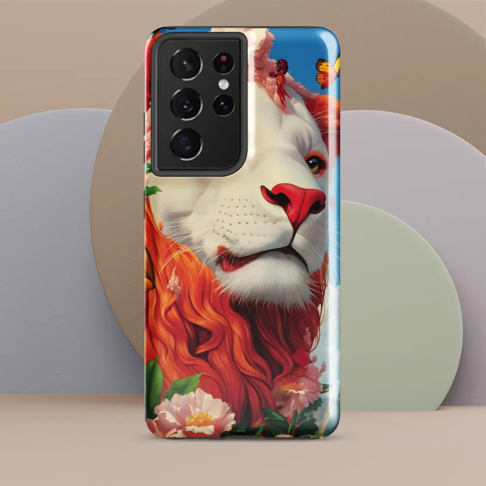 Majestic Lion Amidst Floral Splendor