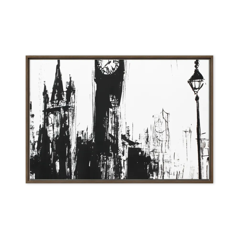 Clock Tower in Motion | Canvas with Brown Frame | 20″×30″