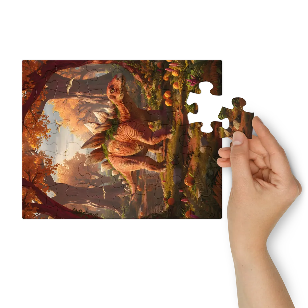 Autumn Stegosaurus 
 Jigsaw Puzzle in Tin Box