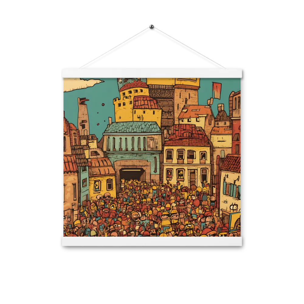The Quirky City Gathering | Poster With White Wood Hanger | 16″×16″