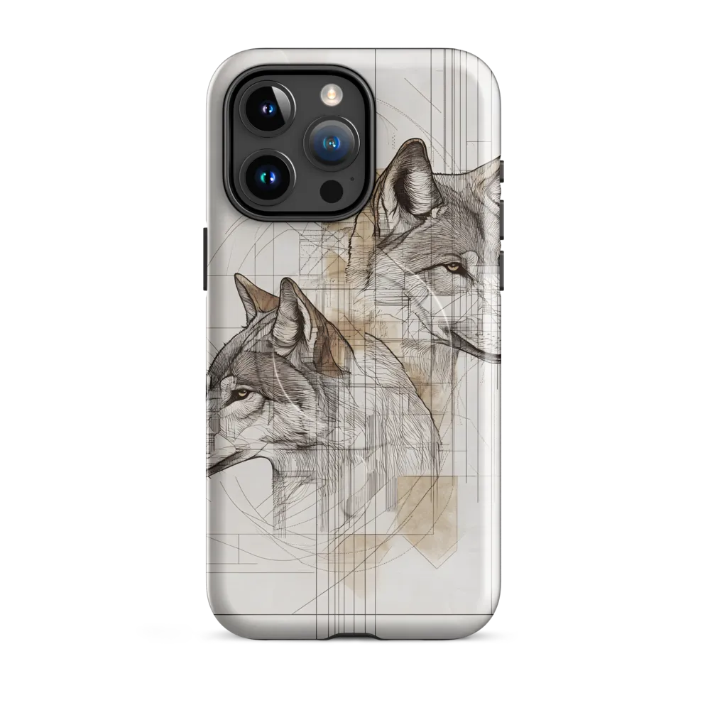 Geometric Harmony: The Essence of Wolves | Phone Case |  15 Pro Max | MagSafe® Tough Case | Glossy