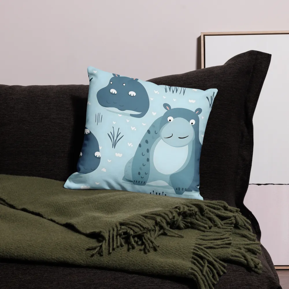 Whimsical Hippo Delight | Pillow | 18″×18″