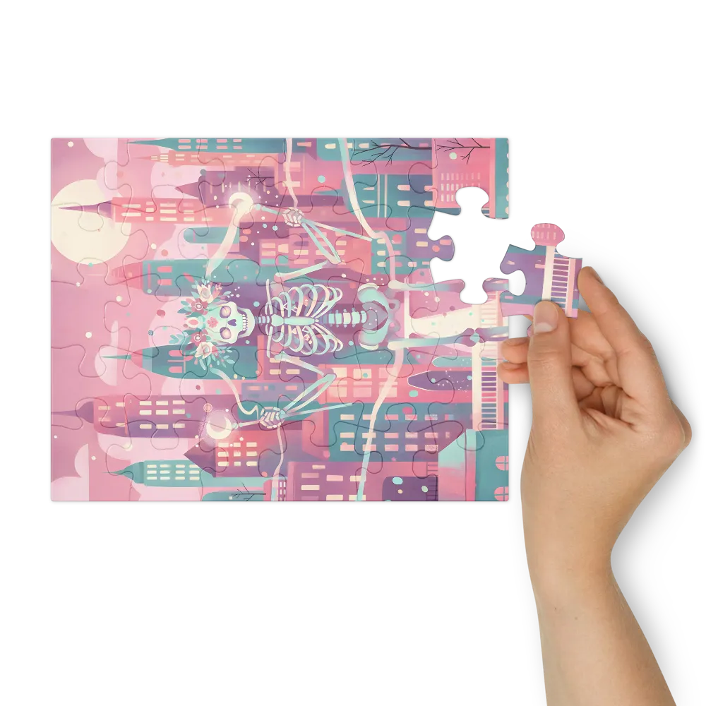 Moonlit Floral Skeleton 
 Jigsaw Puzzle in Tin Box