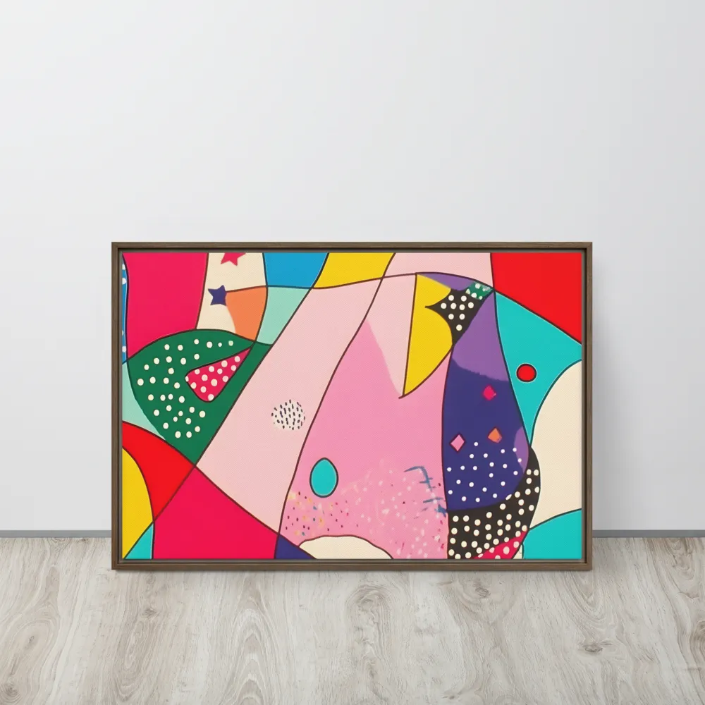 Playful Geometry in Color | Canvas with Brown Frame | 20″×30″