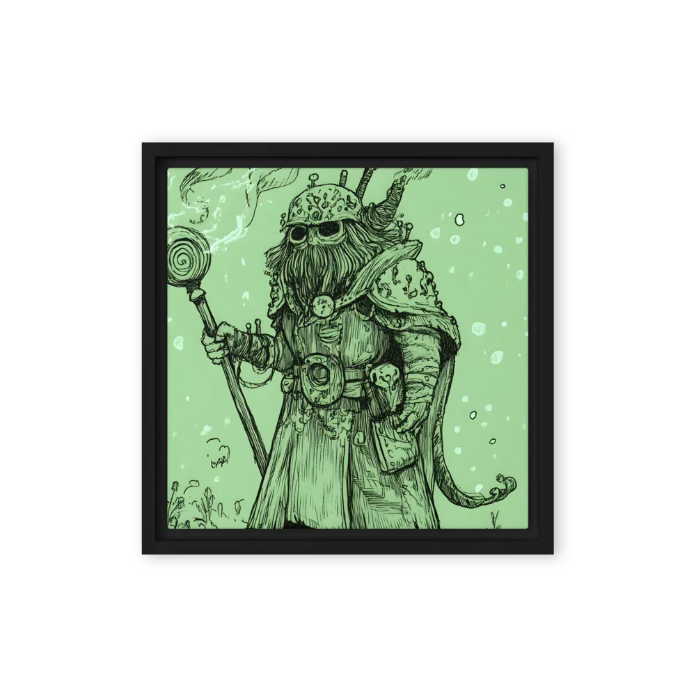 The Enigmatic Wizard | Canvas with Black Frame | 12″×12″